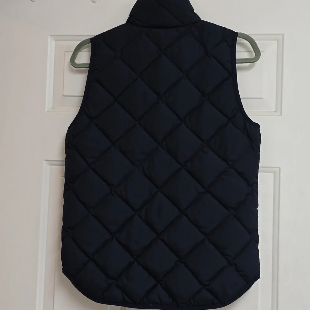 J Crew Vest Womens Petite X-Small Blue Down Waterfowl Puffer Quilted Full Zip